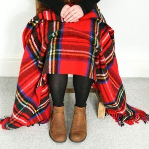 Tweedmill Royal Stewart Tartan Pure New Wool Blanket Throw Red